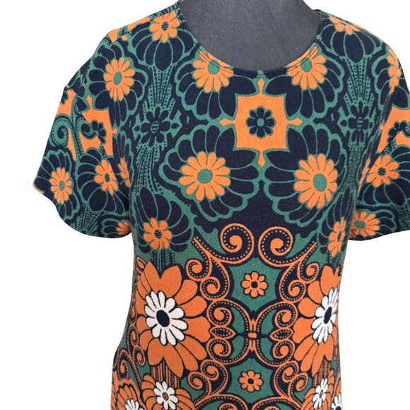 Maeve By Anthropologie Floral Print Tunic Dress SP Multicolor Orange/Green Short - Picture 2 of 7